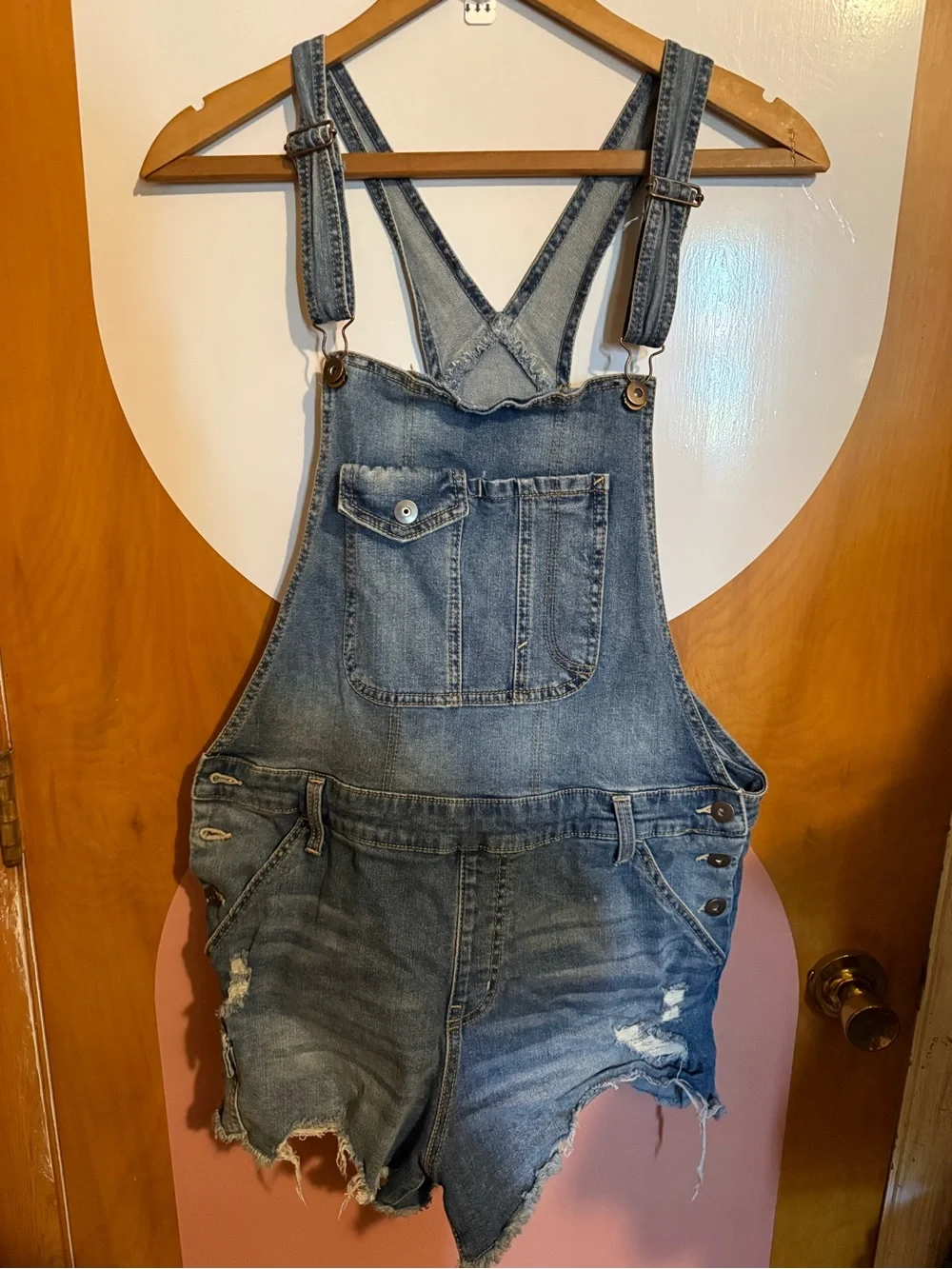 no boundaries distressed shortalls cut offs overalls shorts ladies xl 15 17